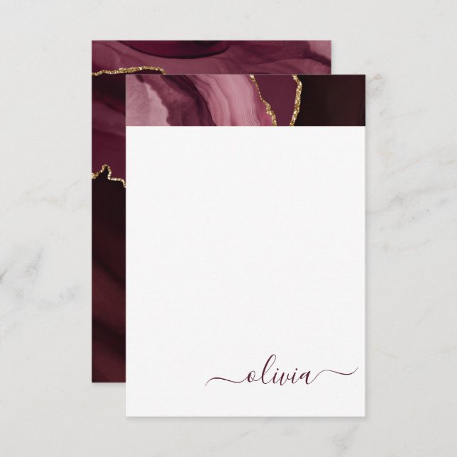 Cartão De Agradecimento Monograma Dourado de Geodo Agato Puro da Borgonha (Frente/Verso)