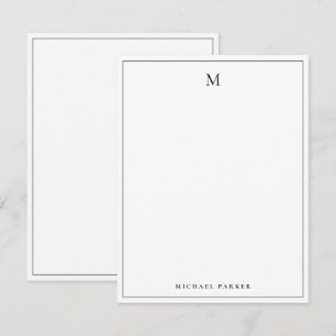 Cartão De Agradecimento Monograma Elegante Preto e Branco Profissional