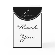 Monograma em preto e branco Obrigado