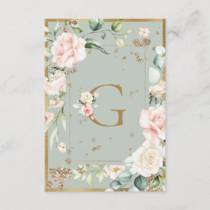 Cartão De Agradecimento Monograma - Letra G - Blush Floral