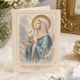 Cartão De Agradecimento Monograma Mariano Católico Bênção Maria