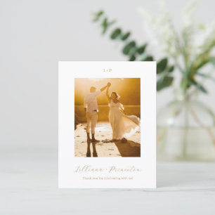 Cartão De Agradecimento Monograma Neutro Clássico Casamento Elegante