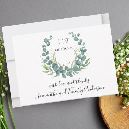 Cartão De Agradecimento Monograma Personalizado Eucalipto Casamento Script