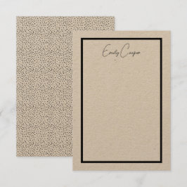 Cartão De Agradecimento Monograma Rústico Simples de Borda Bolinhas Preta