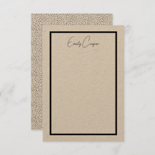 Cartão De Agradecimento Monograma Rústico Simples de Borda Bolinhas Preta