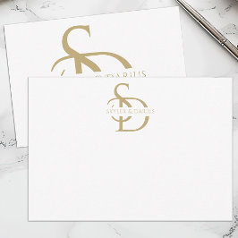 Cartão De Agradecimento Monograma Simples De Casamento Personalizado Com N