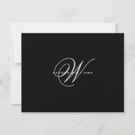 Cartão De Agradecimento Monogramado Preto e Branco