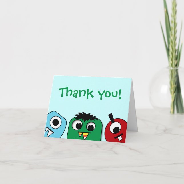 Cartão De Agradecimento Monster Kids Thank You (Frente)