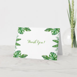Cartão De Agradecimento Monstera Verde De Aquarela Tropical Deixa Quadro