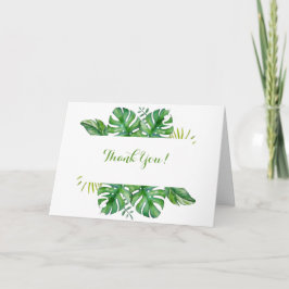 Cartão De Agradecimento Monstera Verde Tropical Watercolor Deixa Casamento