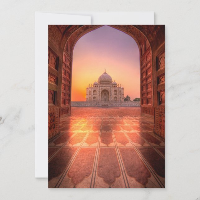 Cartão De Agradecimento Monumentos | Taj Mahal, Índia à Sunset (Frente)