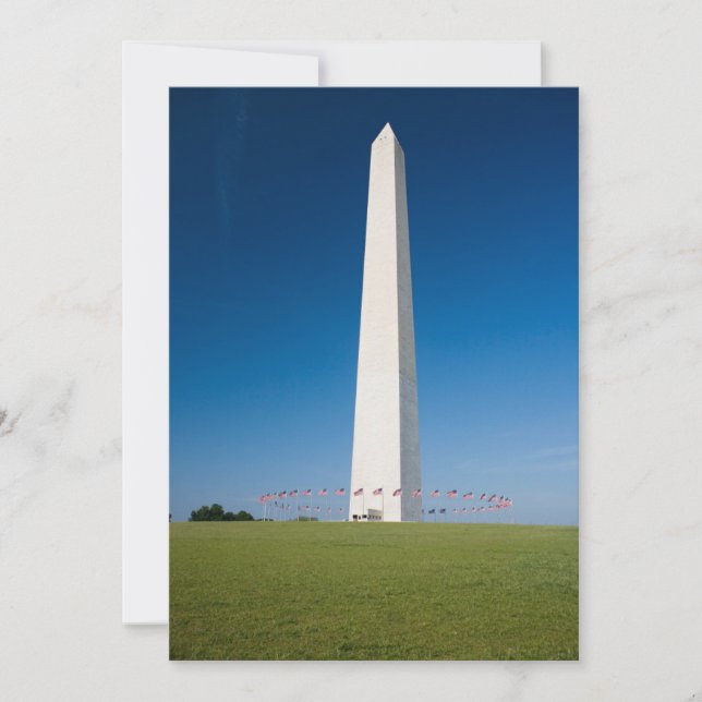 Cartão De Agradecimento Monuments | Washington Monument with Flags (Frente)