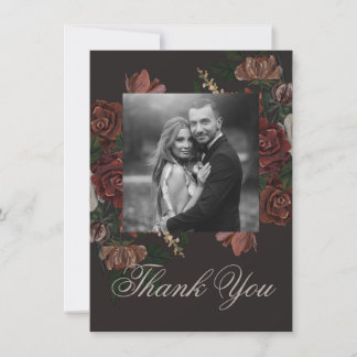 Cartão De Agradecimento Moody Floral Wedding Thank You Card