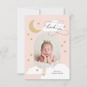 Cartão De Agradecimento Moon Stars Clouds Arch Photo Pink Obrigado