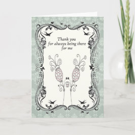 Cartão De Agradecimento .::MoonDreams::. Vintage Aqua Flower Thank You