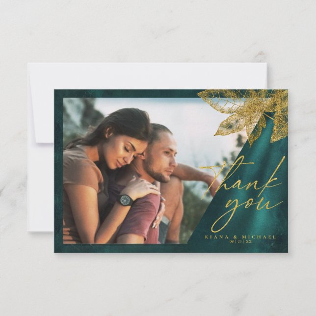 Cartão De Agradecimento Moonlight Romance Wedding Emerald Green ID881 (Frente)