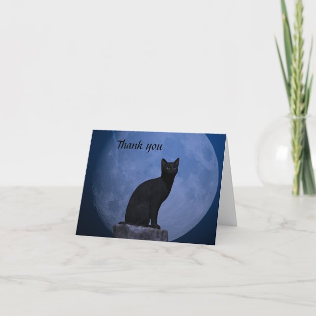 Cartão De Agradecimento Moonlit Cat Thank You Card (Frente)