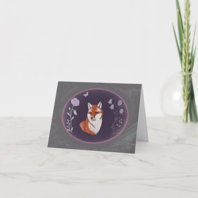 Cartão De Agradecimento Moonlit Woodland Fox Small Greeting Card (Frente)
