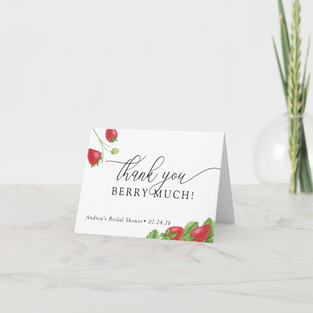 Cartão De Agradecimento Morango | Bagas Doces  (Frente)