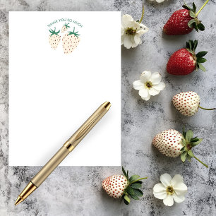 Cartão De Agradecimento Morango Branco Cute Pineberry PERSONALIZADO