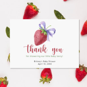 Cartão De Agradecimento Morango doce com um arco - obrigado
