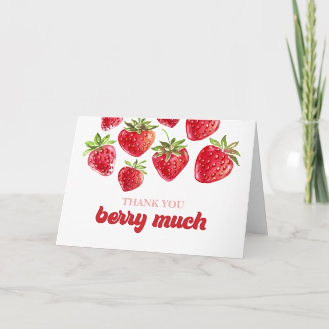 Cartão De Agradecimento Morango Muito Obrigado Fruta (Frente)
