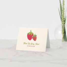 Cartão De Agradecimento Morango Vermelho Moderno Do Século médio Ilustrado