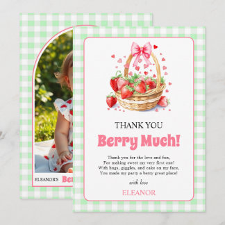 Cartão De Agradecimento Morangos e gingado Berry Primeiro Aniversário foto