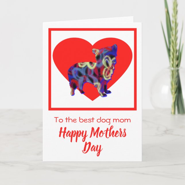 Cartão De Agradecimento Morkie Silhouette Dog Red Heart Day Card (Frente)