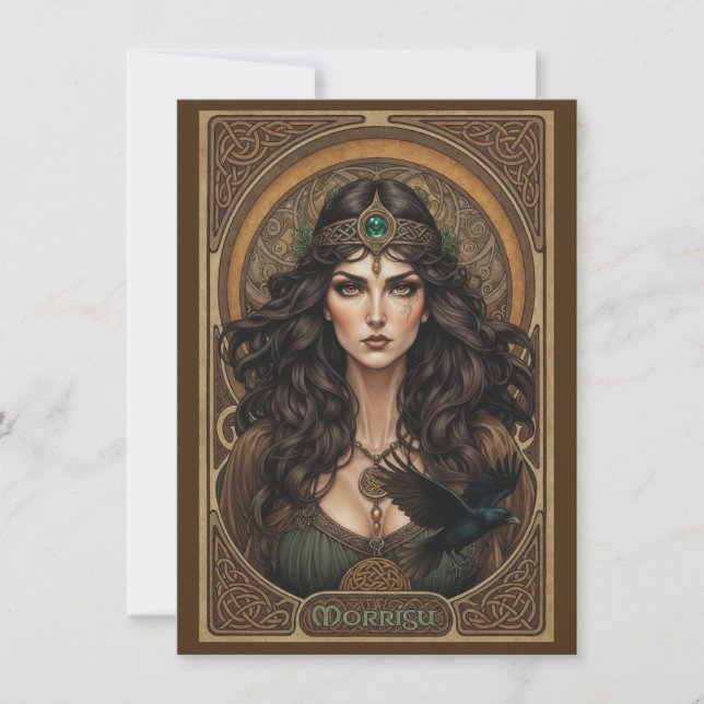 Cartão De Agradecimento Morrígu Celtic Goddess Art Flat Thank You Card (Frente)