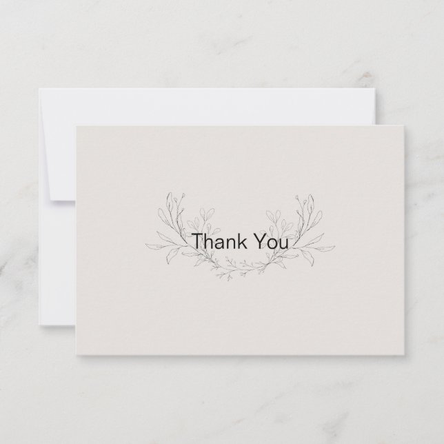 Cartão De Agradecimento Morte Simples Da Família Foliar Desenhada À Mão Ob (Frente)