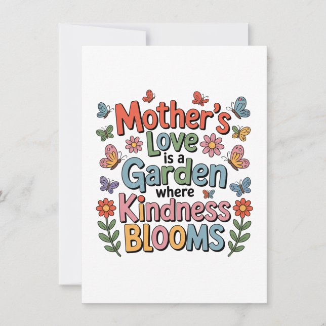 Cartão De Agradecimento Mother’s Love Is A Garden Where Kindness Blooms (Frente)