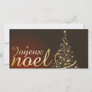 Cartão De Agradecimento Motif de Noël rouge avec arbre de Noël doré