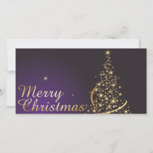 Cartão De Agradecimento Motivo de Natal roxo escuro com Natal dourado