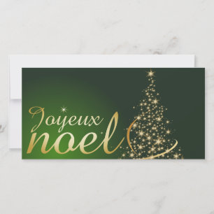 Cartão De Agradecimento Motivo de Natal verde com árvore de Natal dourada
