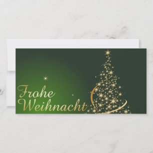 Cartão De Agradecimento Motivo natalino verde com árvore de Natal dourada