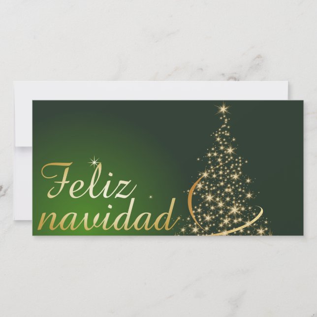 Cartão De Agradecimento Motivo navideño verde con arbol de navidad. (Frente)