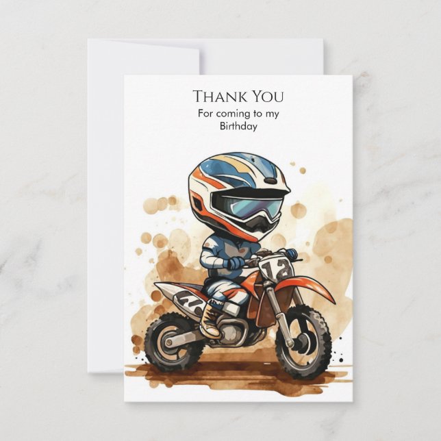 Cartão De Agradecimento Moto Encanatada em Aquarela Aniversário (Frente)
