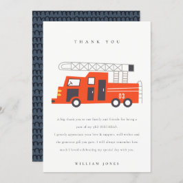 Cartão De Agradecimento Motor De Bombeiros Vermelho Cortado Crianças De Qu