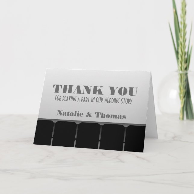 Cartão De Agradecimento Movie Theater Thank You Card, Gray (Frente)