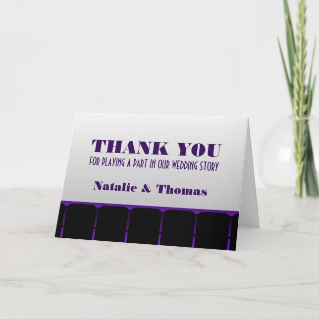Cartão De Agradecimento Movie Theater Thank You Card, Purple (Frente)