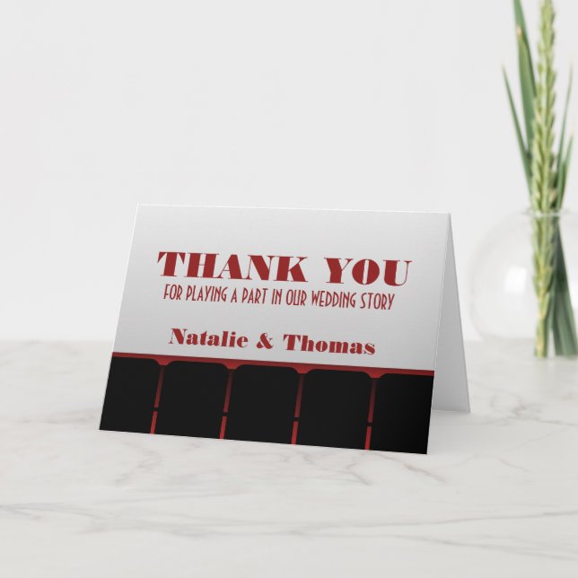 Cartão De Agradecimento Movie Theater Thank You Card, Red (Frente)
