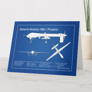 Cartão De Agradecimento MQ-1 Predator  UAV- Projeto de Avião ABD
