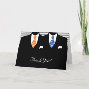 Cartão De Agradecimento Mr and Mr Two Grooms Wedding Thank You