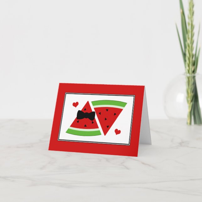 Cartão De Agradecimento Mr & Mrs Watermelon Custom Thank You Note Cards (Frente)