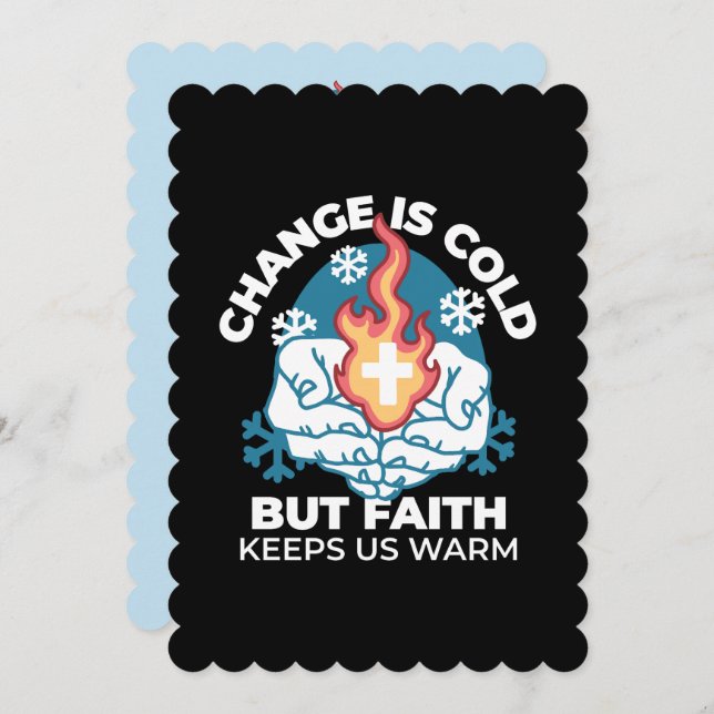 Cartão De Agradecimento Mudança a frio, fogo de fé - cristão motivacional (Frente/Verso)