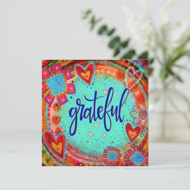 Cartão De Agradecimento Muito animado, Grateful Bençãos Inspiracionais (Em pé/Frente)