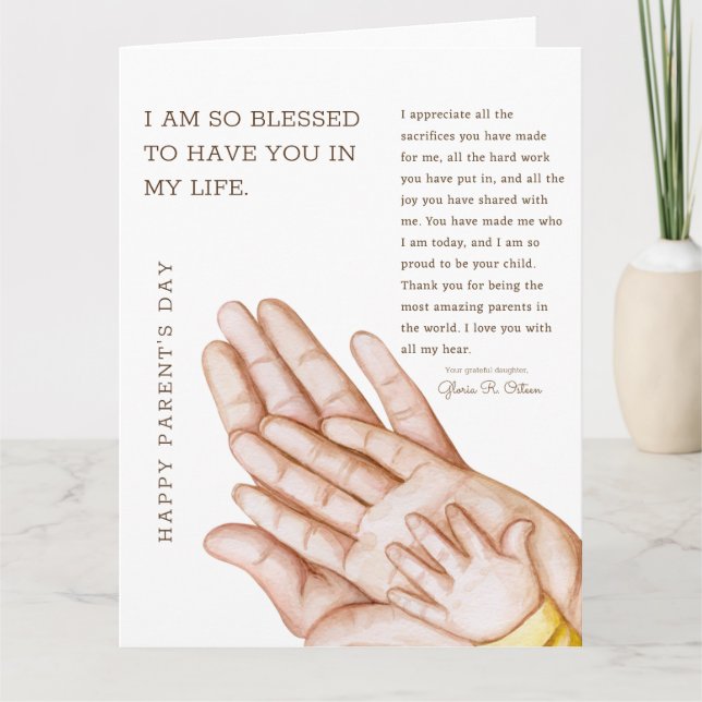 Cartão De Agradecimento Muito obrigado aos meus pais (Frente)