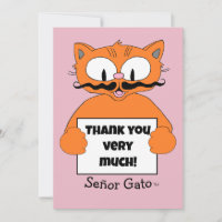 Muito Obrigado! Gato Bigode Desenho Animado Fofo