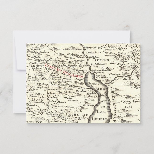Cartão De Agradecimento Muito obrigado por Israel Mapa Antigo Benjamin Bar (Frente)
